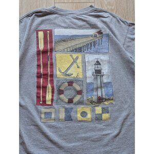 Cyrk Sport Vintage 90s Gray Manistee Michigan Graphic Tee / Size L / USA Made